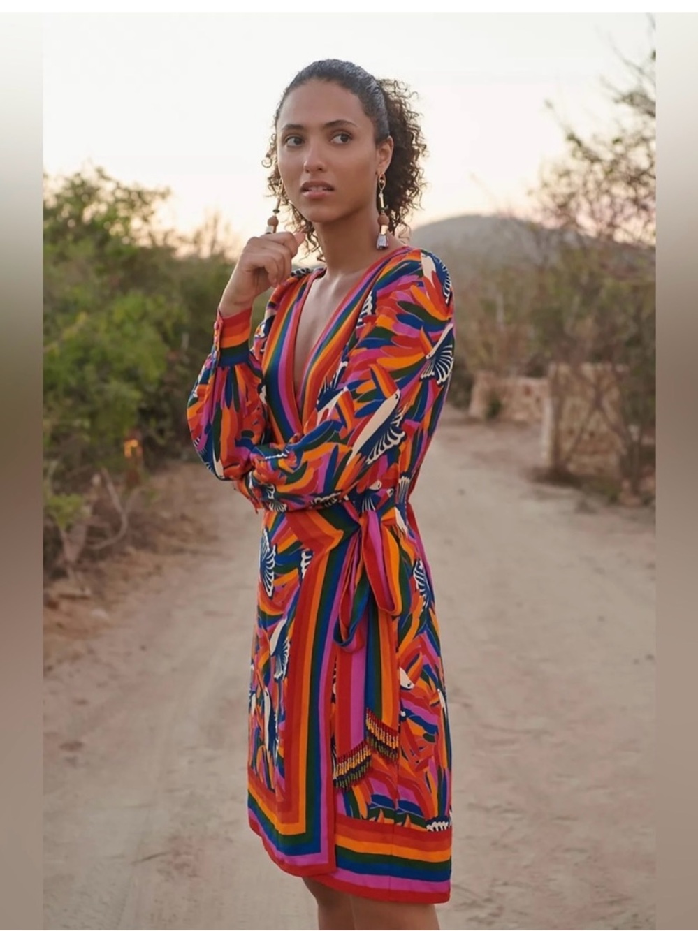 New w/out tag Farm Rio Toucan Tropical Wrap Dress - Anthropologie - plus gift - - Picture 5 of 9